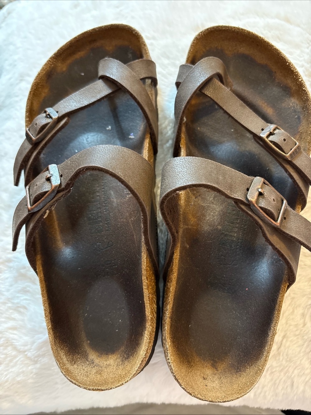Birkenstock Women’s Dark Brown Leather Double Buckle Sandals
